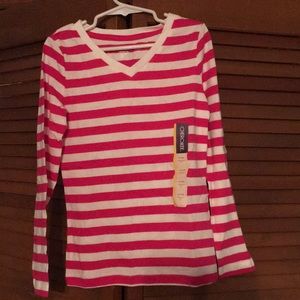 Pink and white long sleeve girls t-shirt